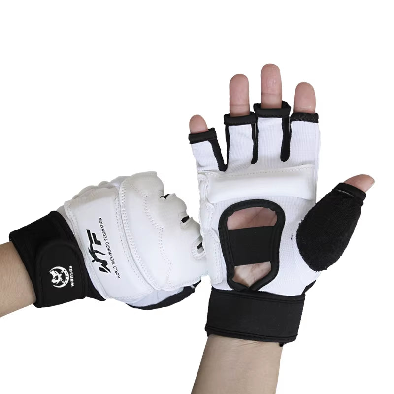 High Quality Kick Boxing Gloves MMA Gloves Muay Thai Training Boxer Fight Equipment Half Mitts PU Leather Black Boxing Equipment