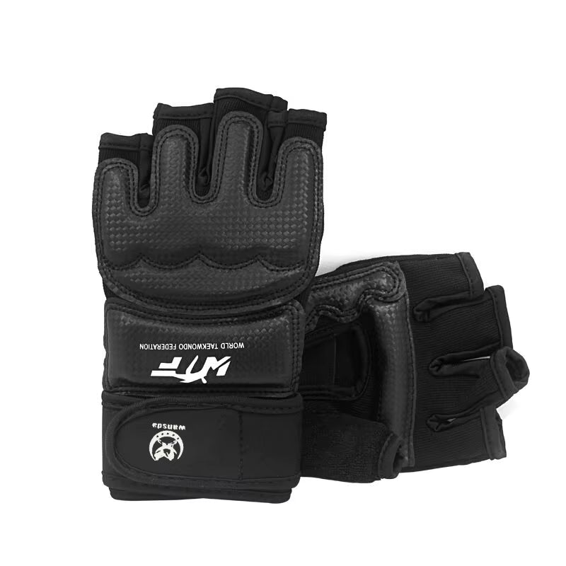 High Quality Kick Boxing Gloves MMA Gloves Muay Thai Training Boxer Fight Equipment Half Mitts PU Leather Black Boxing Equipment
